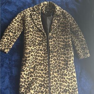 Express XS Leopard Print Teddy Button Coat